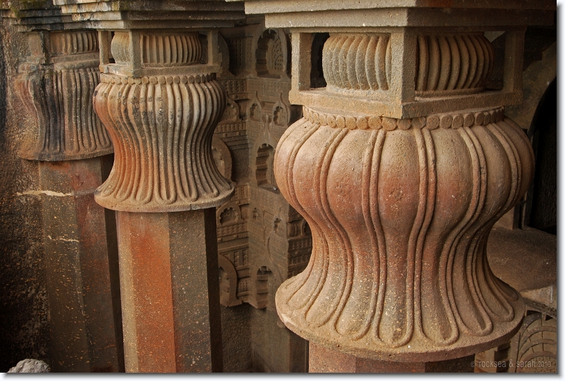 bedsa buddhist caves with lotus columns