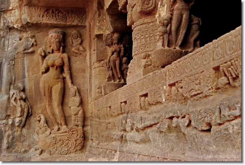 River Goddess Ganga with Makara at Cave 21, Ellora